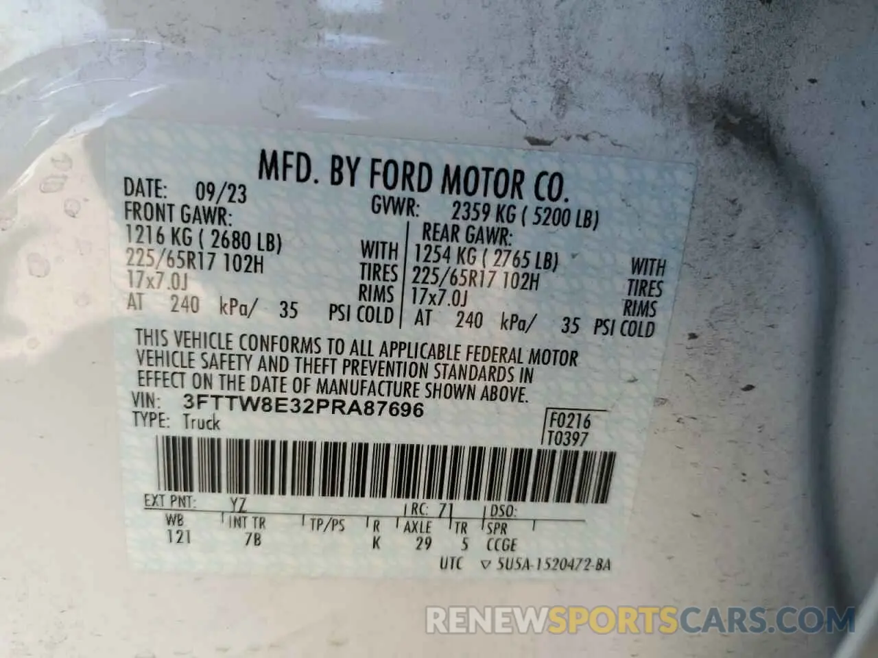 12 Фотография поврежденного автомобиля 3FTTW8E32PRA87696 FORD MAVERICK 2023