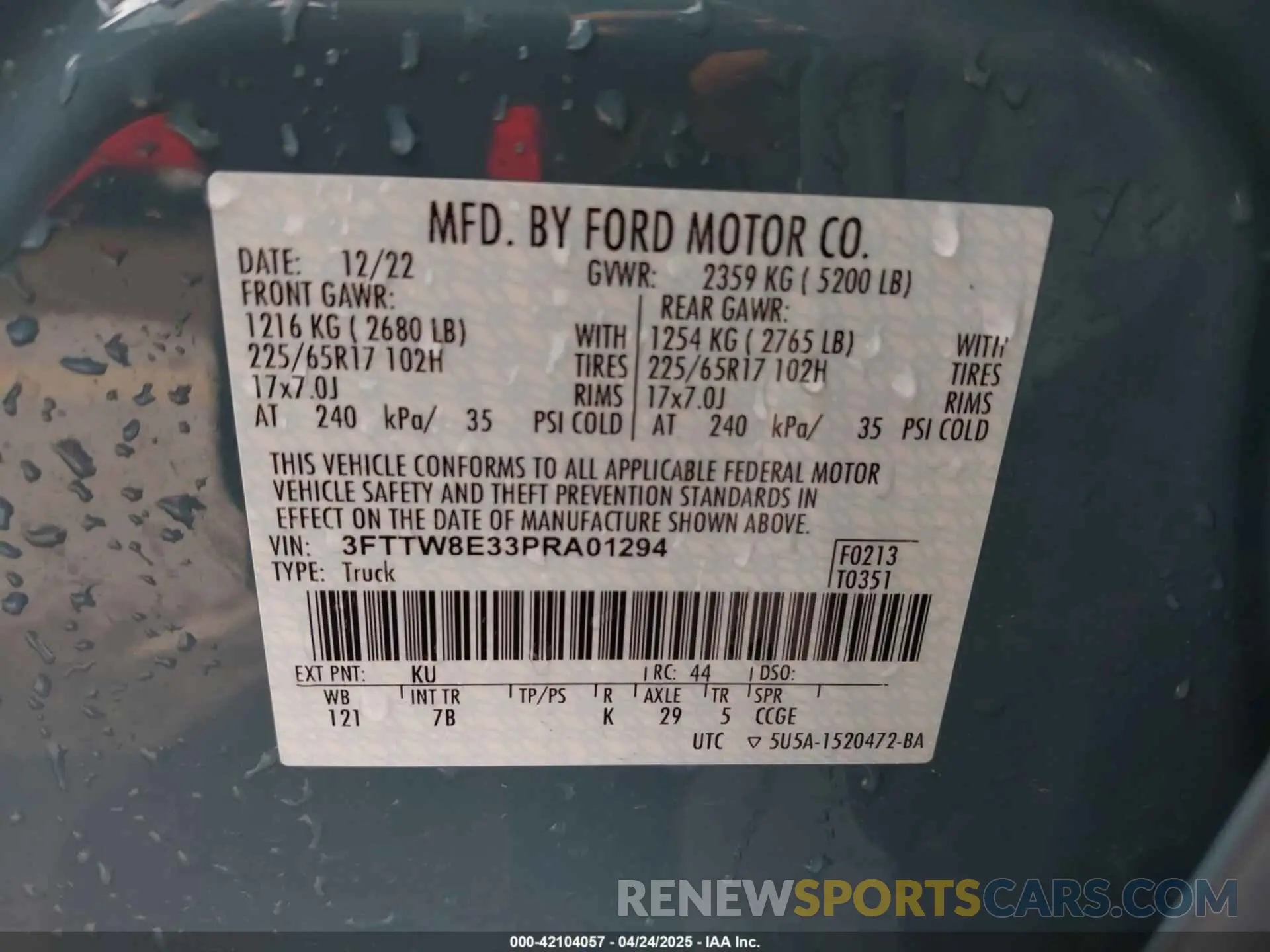 9 Photograph of a damaged car 3FTTW8E33PRA01294 FORD MAVERICK 2023
