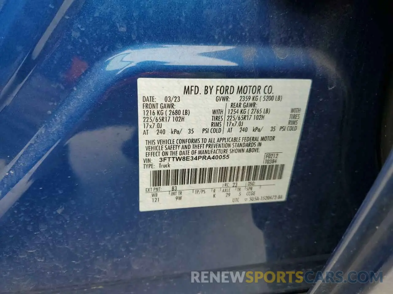 14 Фотография поврежденного автомобиля 3FTTW8E34PRA40055 FORD MAVERICK 2023