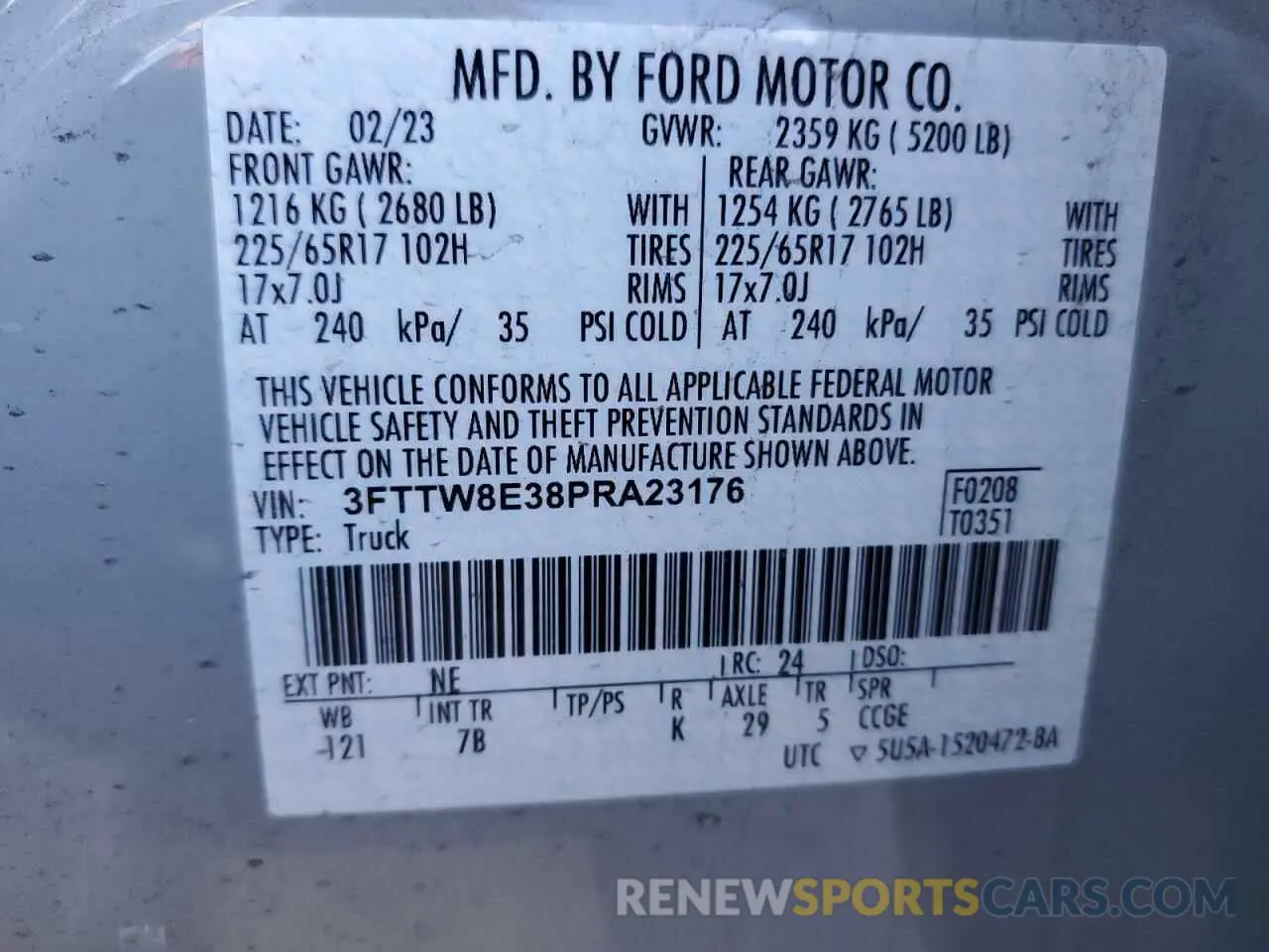 13 Photograph of a damaged car 3FTTW8E38PRA23176 FORD MAVERICK 2023