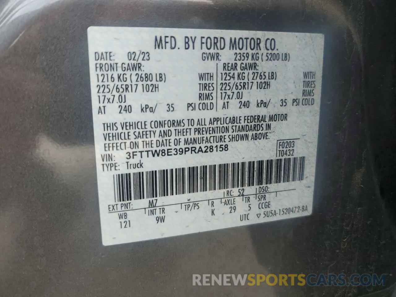 13 Фотография поврежденного автомобиля 3FTTW8E39PRA28158 FORD MAVERICK 2023