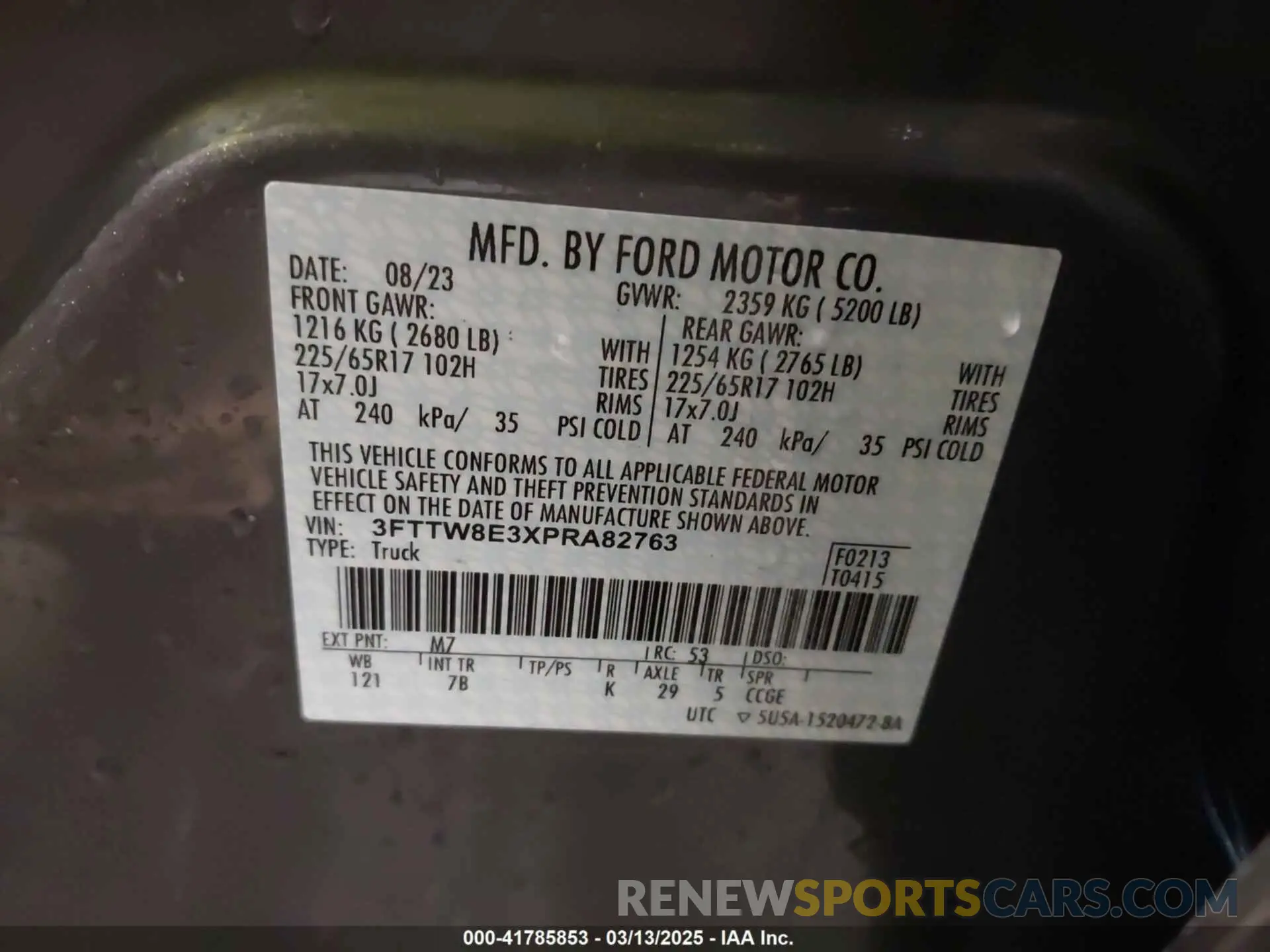 9 Photograph of a damaged car 3FTTW8E3XPRA82763 FORD MAVERICK 2023