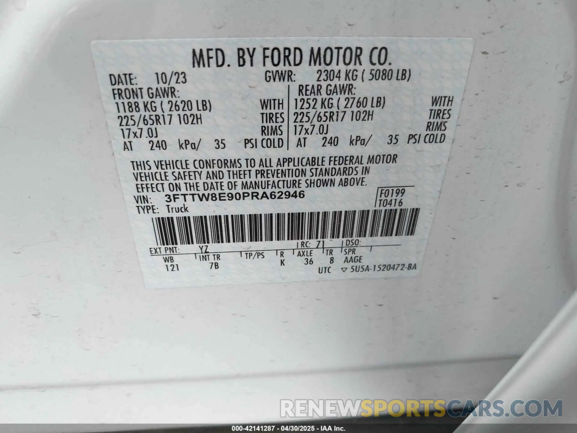 9 Photograph of a damaged car 3FTTW8E90PRA62946 FORD MAVERICK 2023