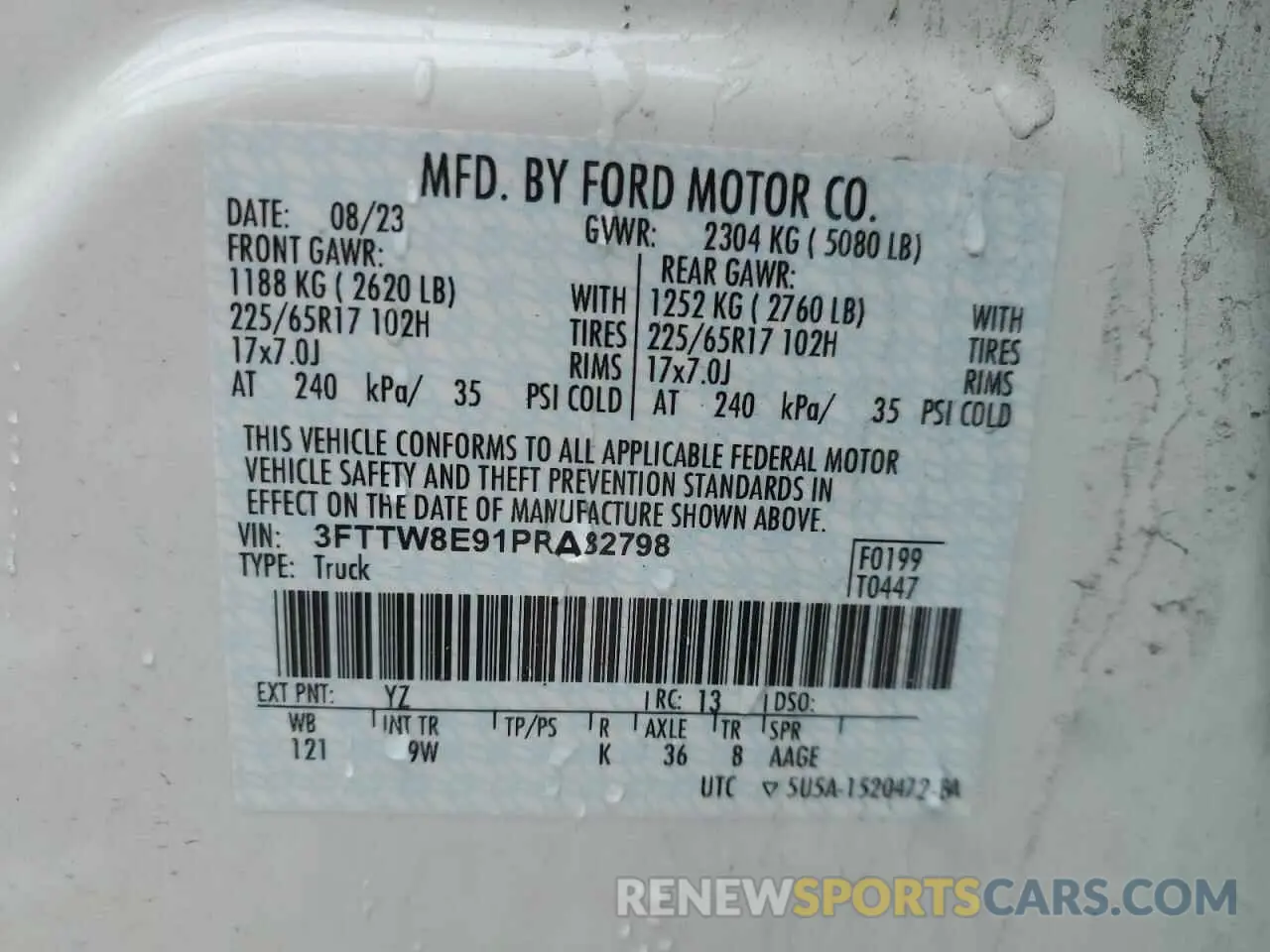 13 Photograph of a damaged car 3FTTW8E91PRA82798 FORD MAVERICK 2023