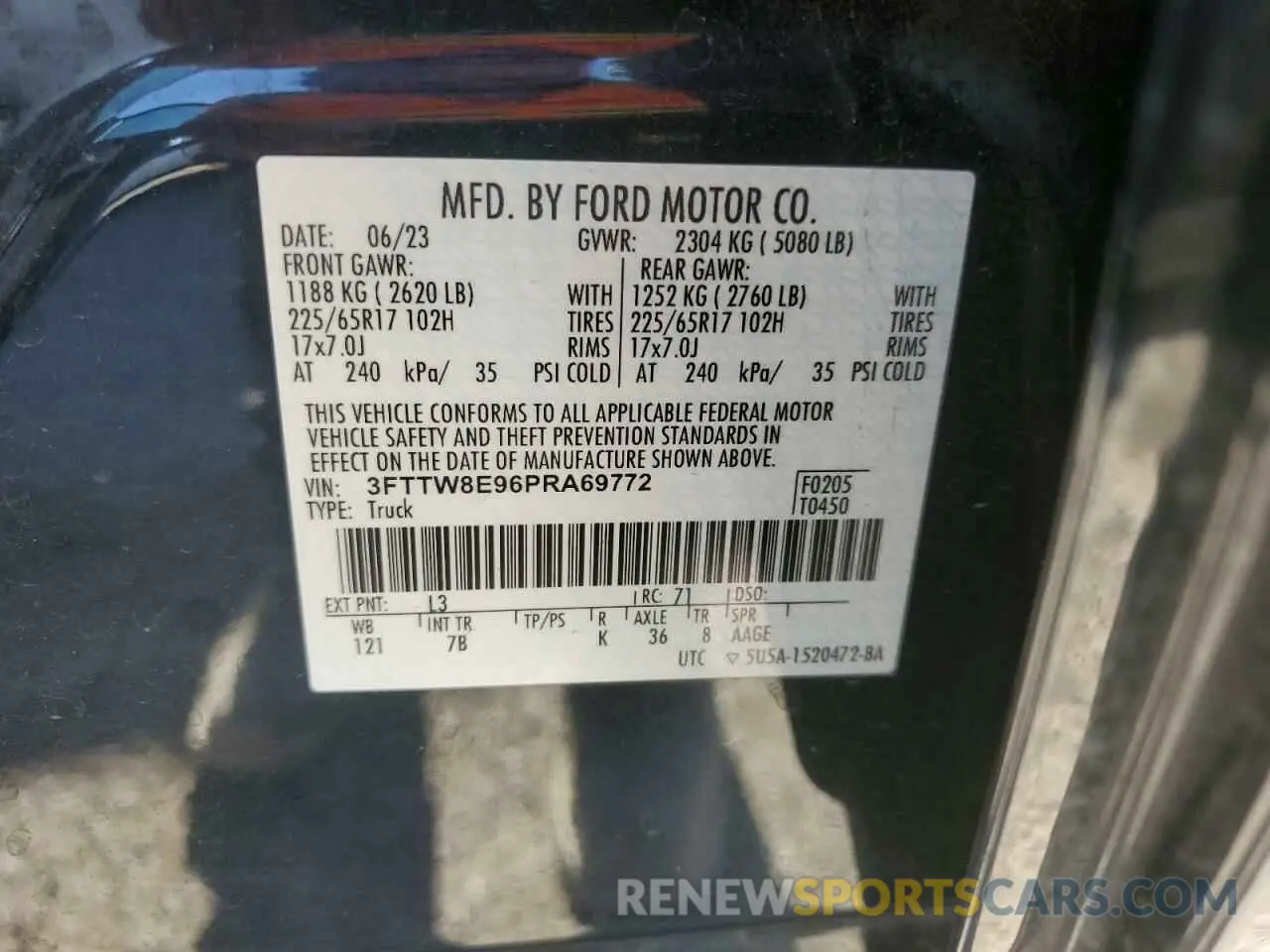 14 Фотография поврежденного автомобиля 3FTTW8E96PRA69772 FORD MAVERICK 2023