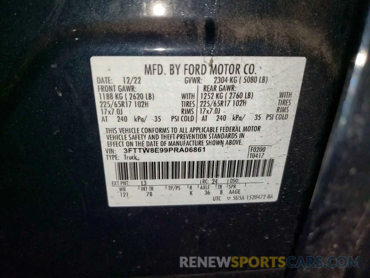 12 Photograph of a damaged car 3FTTW8E99PRA06861 FORD MAVERICK 2023