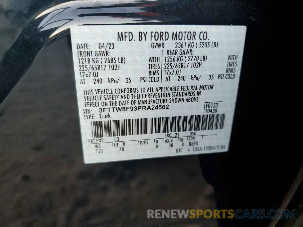 12 Фотография поврежденного автомобиля 3FTTW8F93PRA24562 FORD MAVERICK 2023