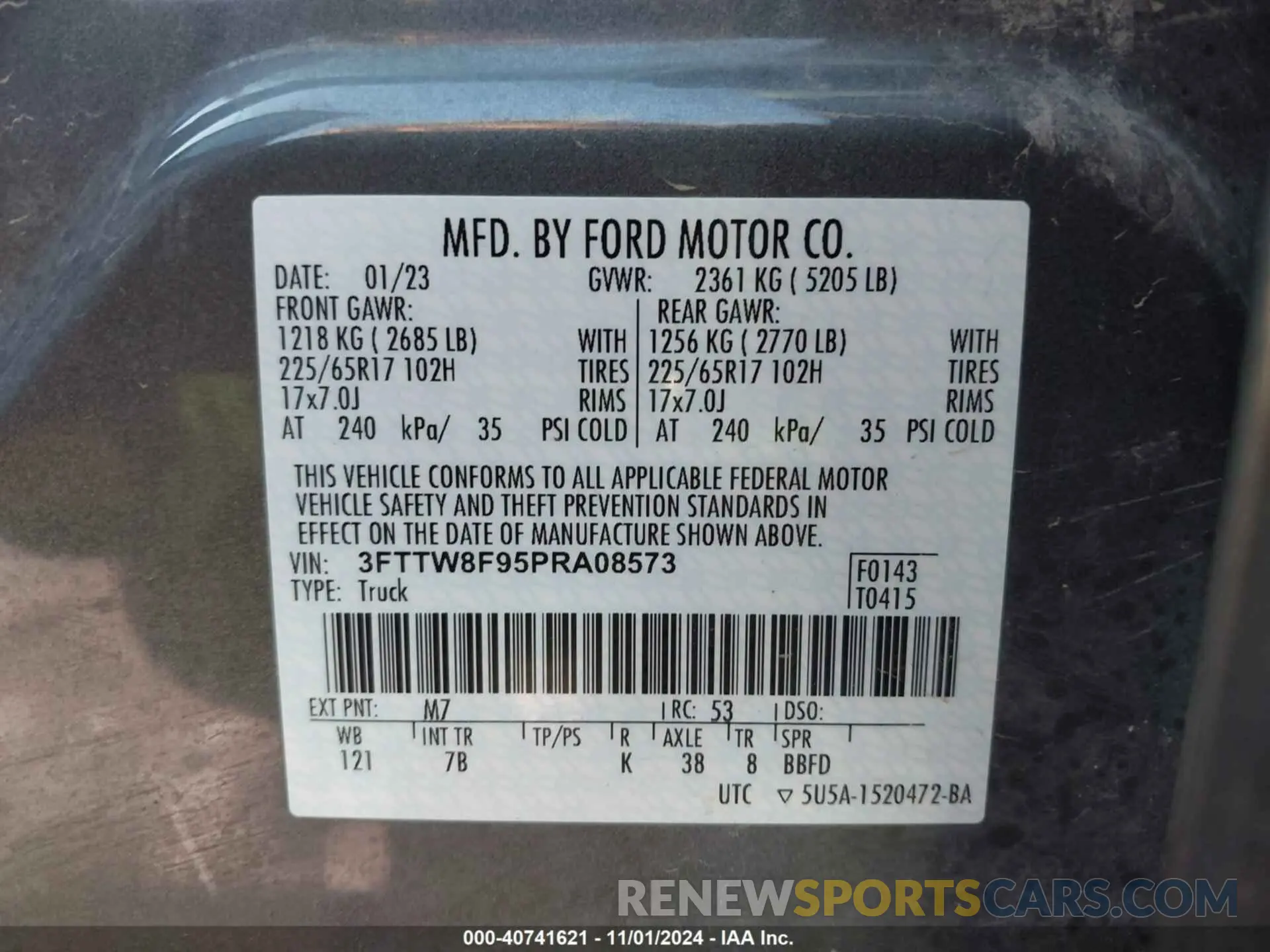 9 Фотография поврежденного автомобиля 3FTTW8F95PRA08573 FORD MAVERICK 2023