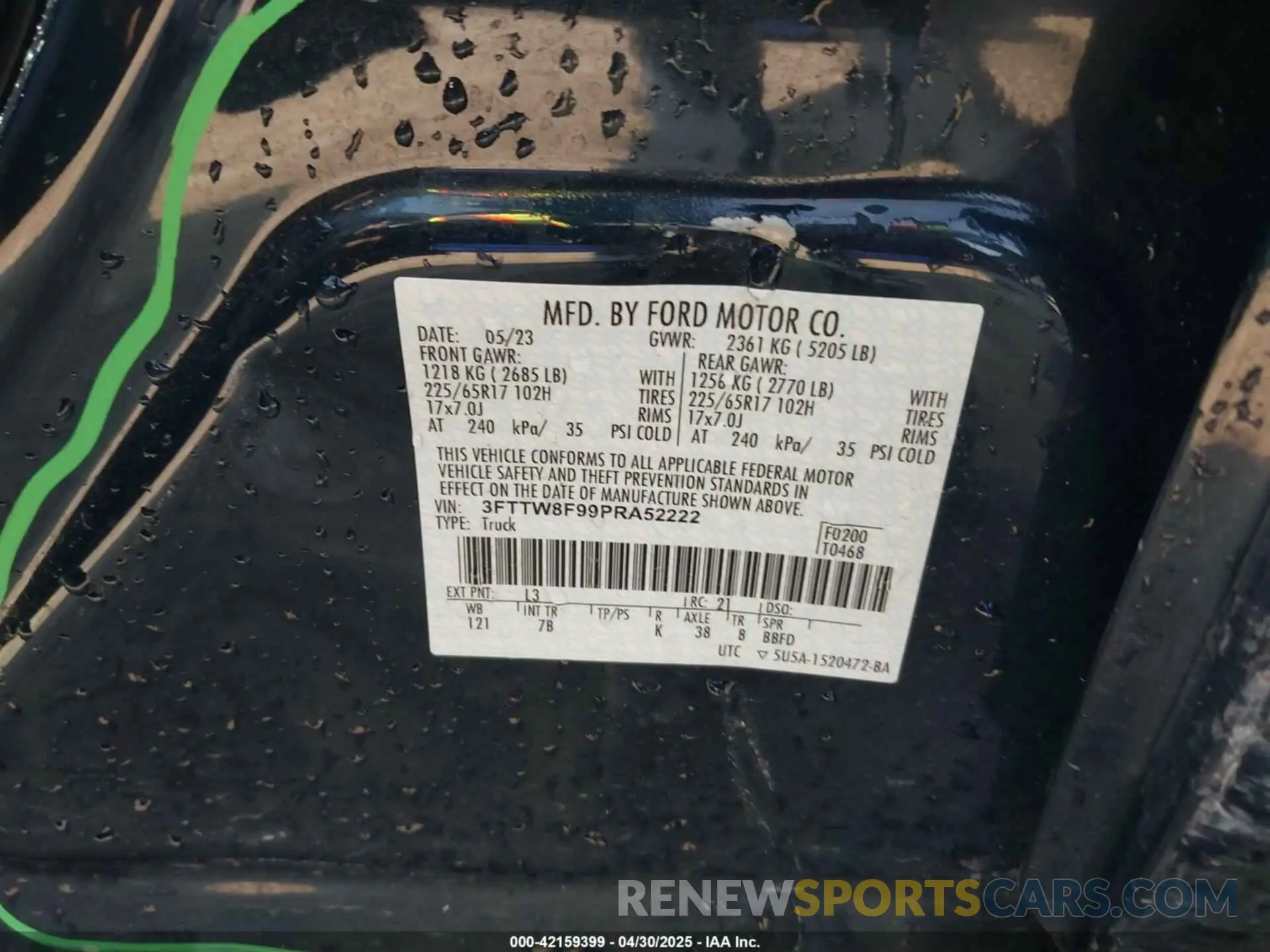9 Photograph of a damaged car 3FTTW8F99PRA52222 FORD MAVERICK 2023