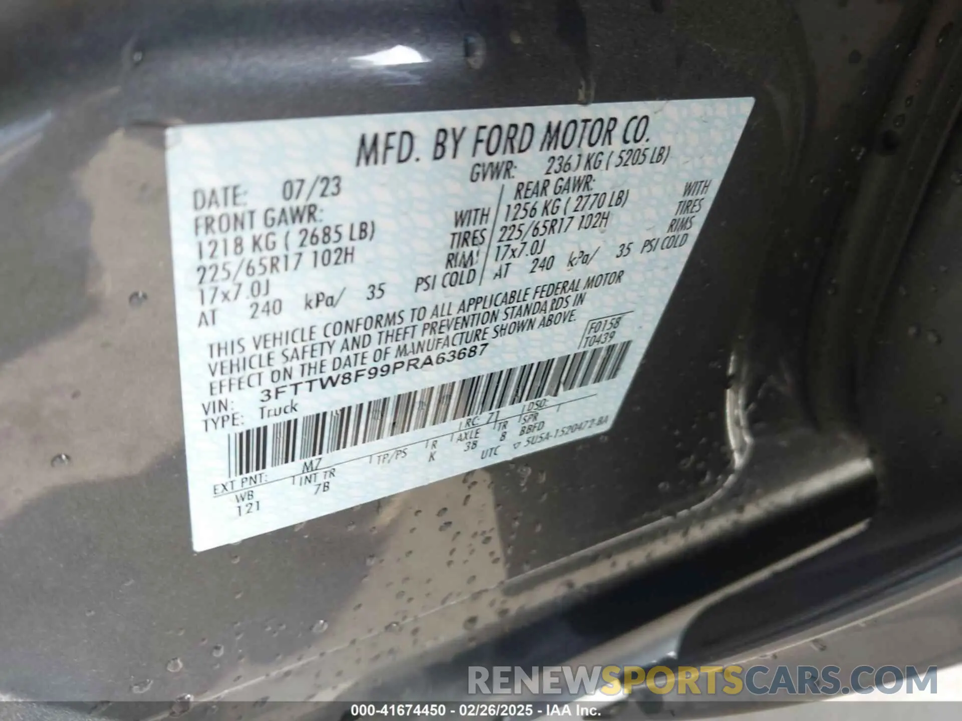 9 Photograph of a damaged car 3FTTW8F99PRA63687 FORD MAVERICK 2023
