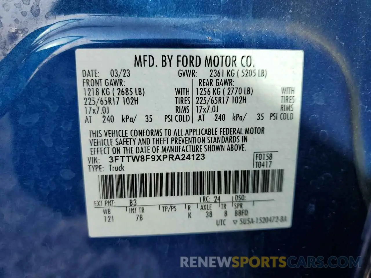 13 Photograph of a damaged car 3FTTW8F9XPRA24123 FORD MAVERICK 2023