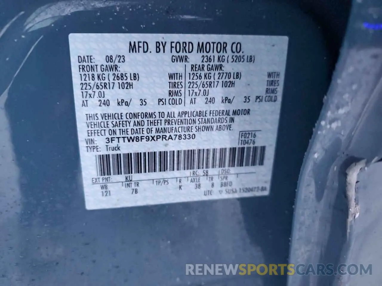 12 Фотография поврежденного автомобиля 3FTTW8F9XPRA78330 FORD MAVERICK 2023