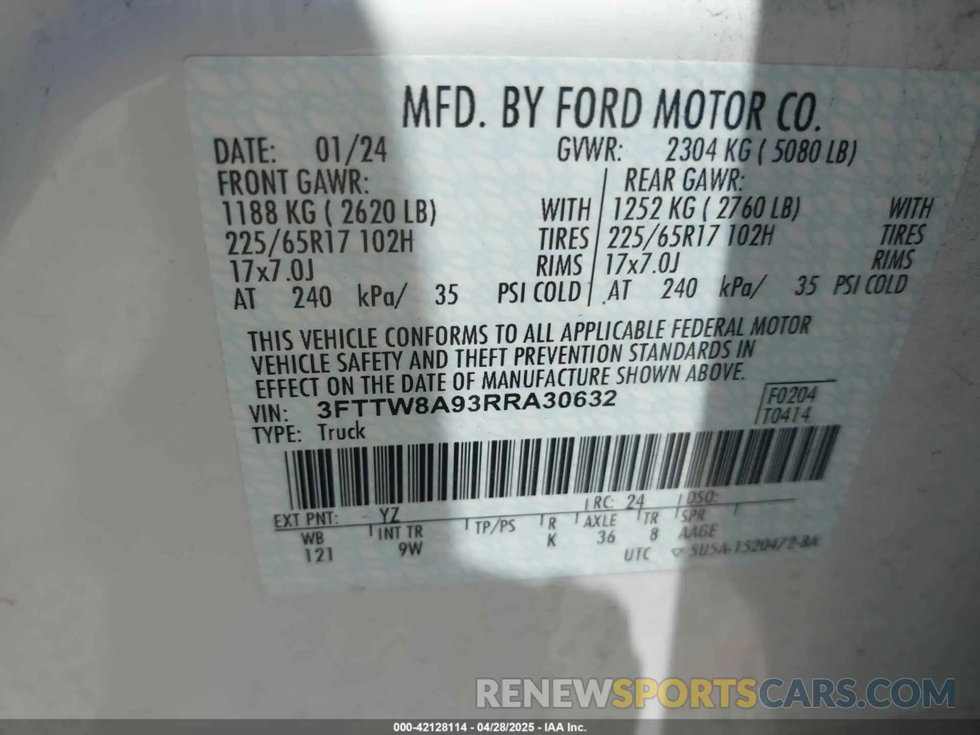 9 Photograph of a damaged car 3FTTW8A93RRA30632 FORD MAVERICK 2024