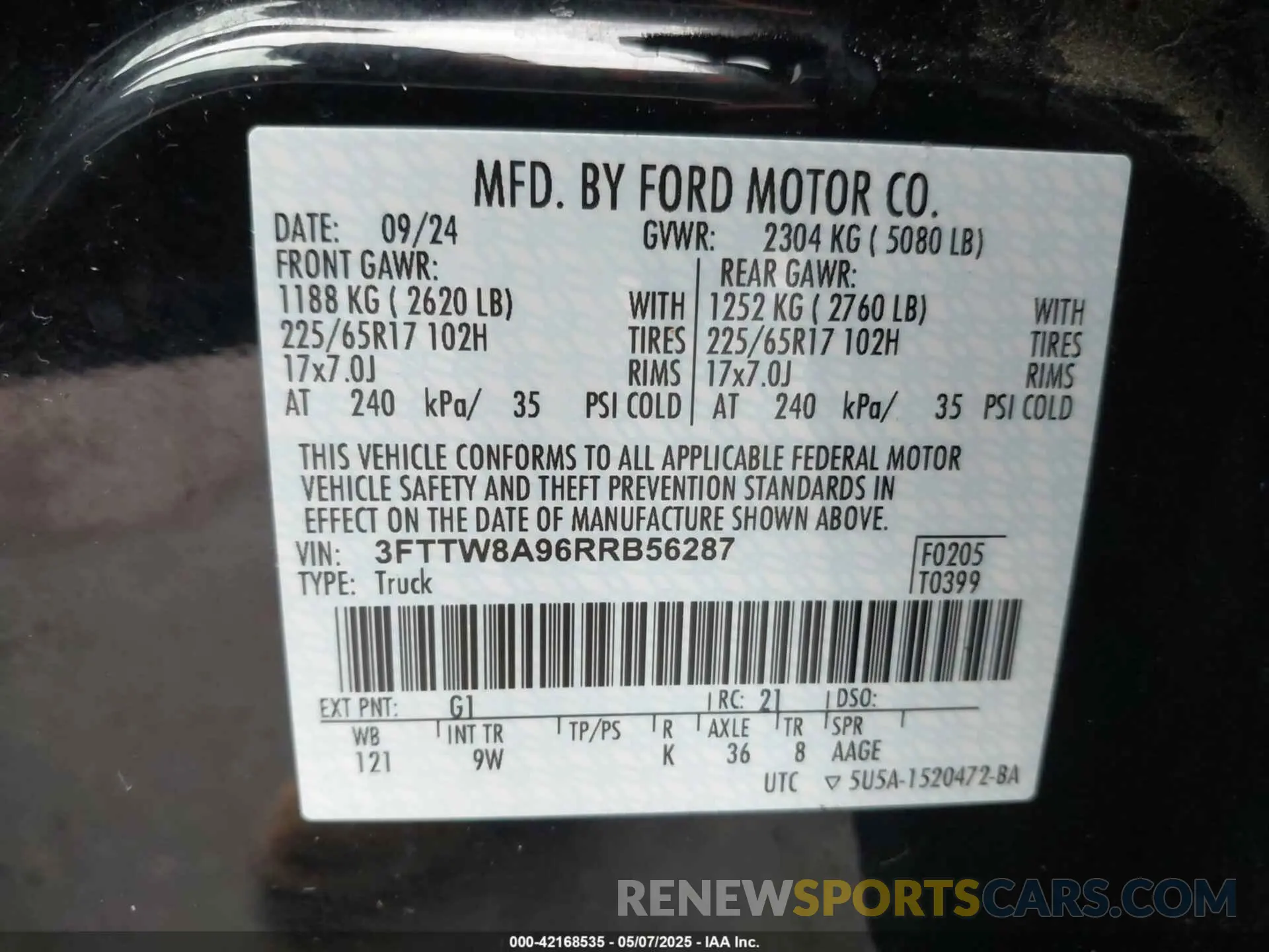 9 Photograph of a damaged car 3FTTW8A96RRB56287 FORD MAVERICK 2024