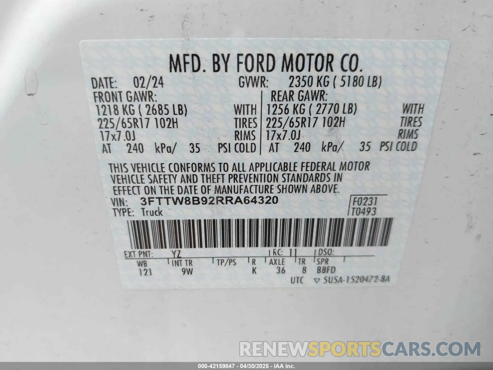 9 Photograph of a damaged car 3FTTW8B92RRA64320 FORD MAVERICK 2024