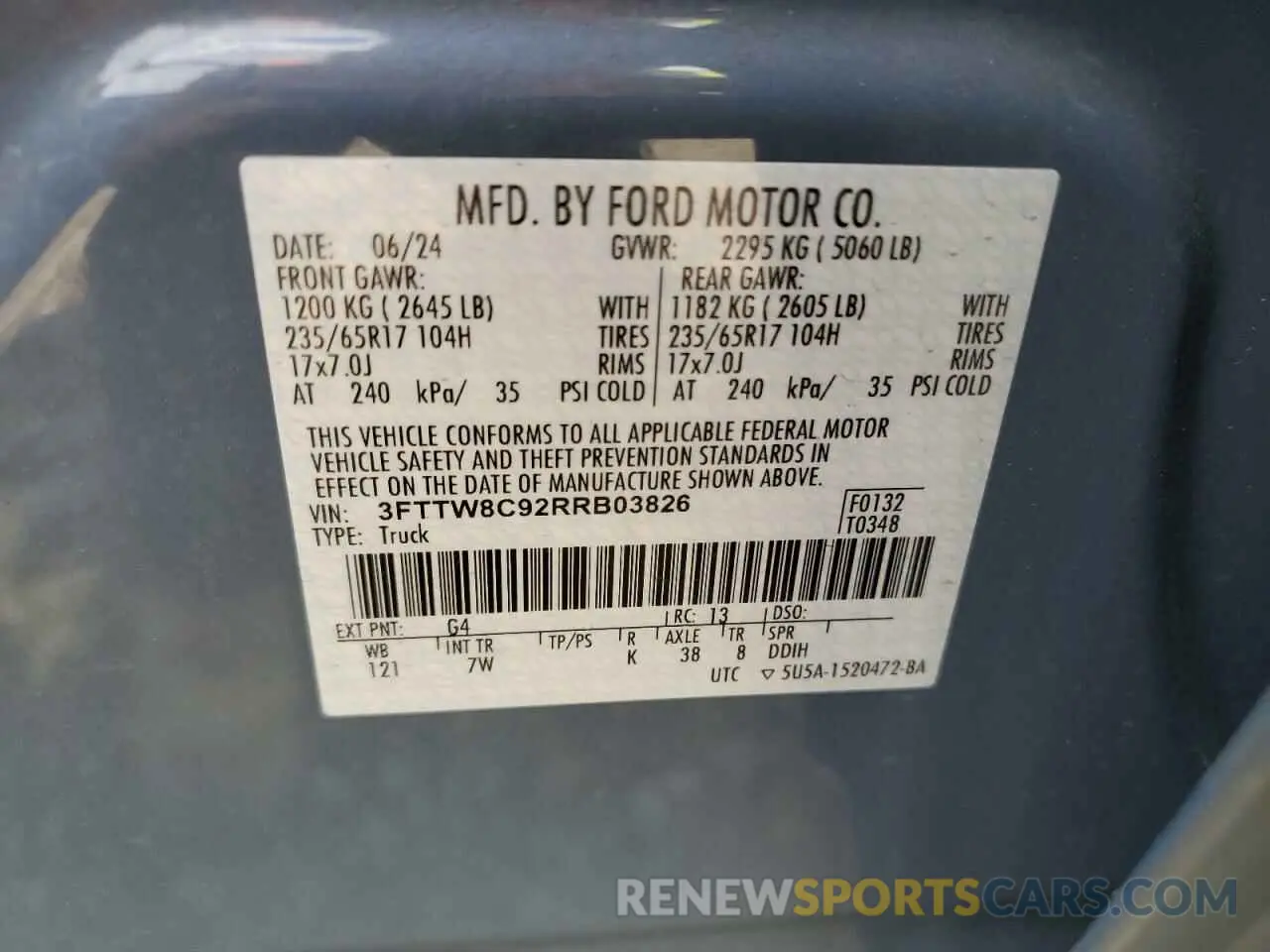 12 Photograph of a damaged car 3FTTW8C92RRB03826 FORD MAVERICK 2024