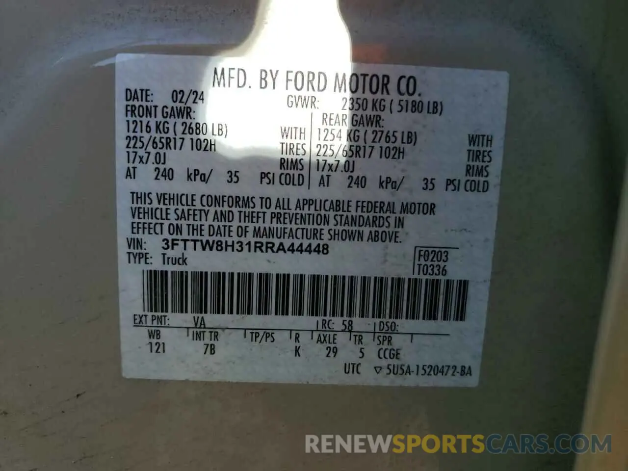 12 Photograph of a damaged car 3FTTW8H31RRA44448 FORD MAVERICK 2024