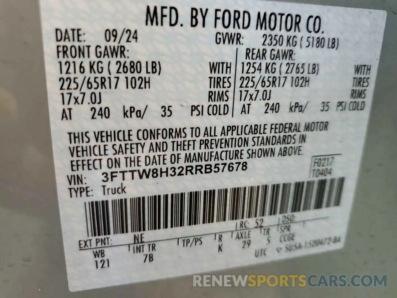 12 Фотография поврежденного автомобиля 3FTTW8H32RRB57678 FORD MAVERICK 2024