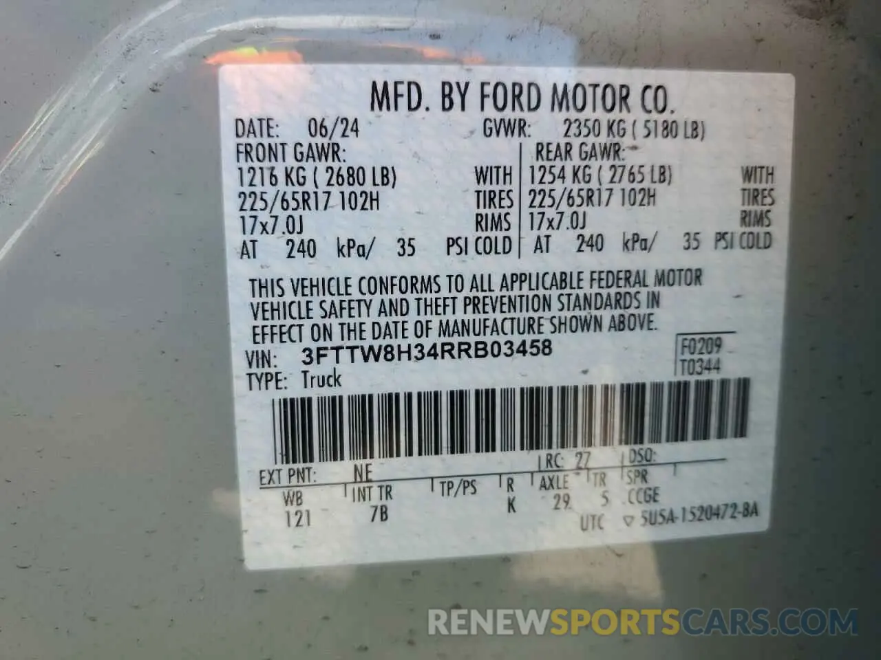 13 Фотография поврежденного автомобиля 3FTTW8H34RRB03458 FORD MAVERICK 2024