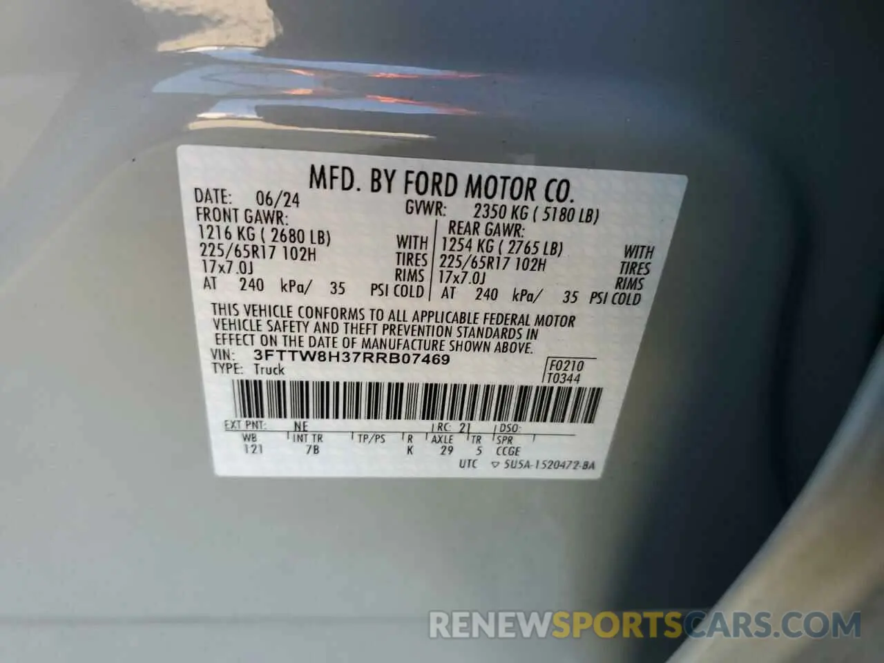 12 Фотография поврежденного автомобиля 3FTTW8H37RRB07469 FORD MAVERICK 2024