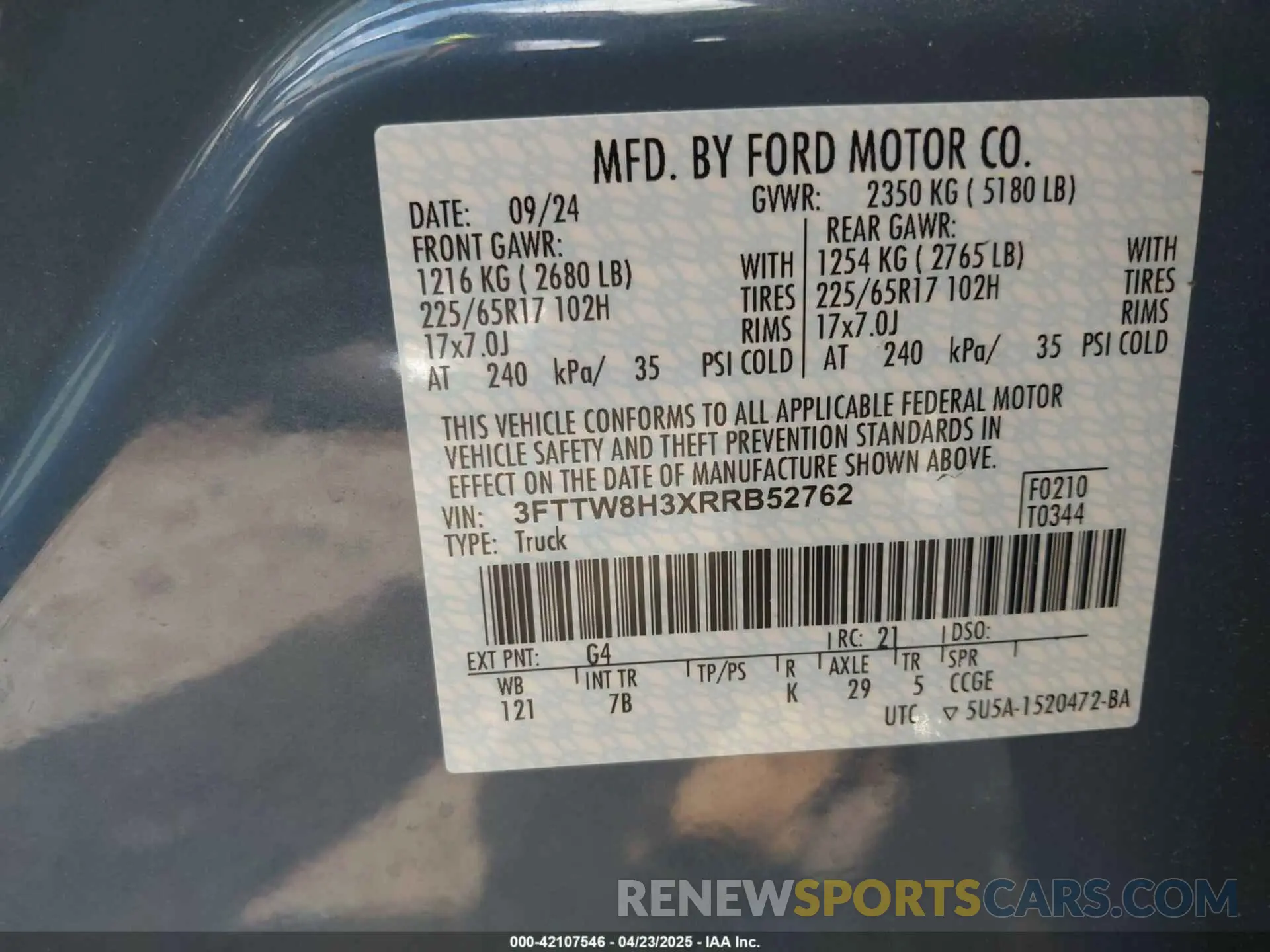 9 Photograph of a damaged car 3FTTW8H3XRRB52762 FORD MAVERICK 2024