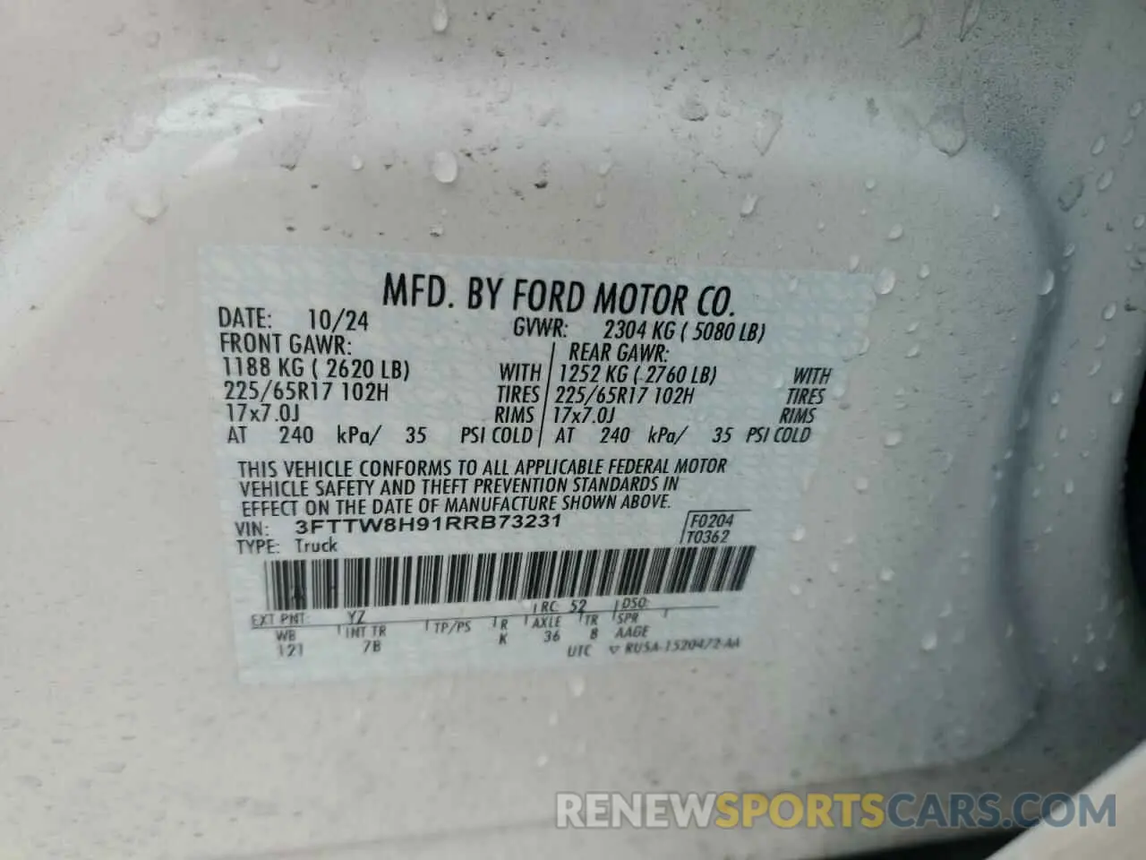 12 Фотография поврежденного автомобиля 3FTTW8H91RRB73231 FORD MAVERICK 2024