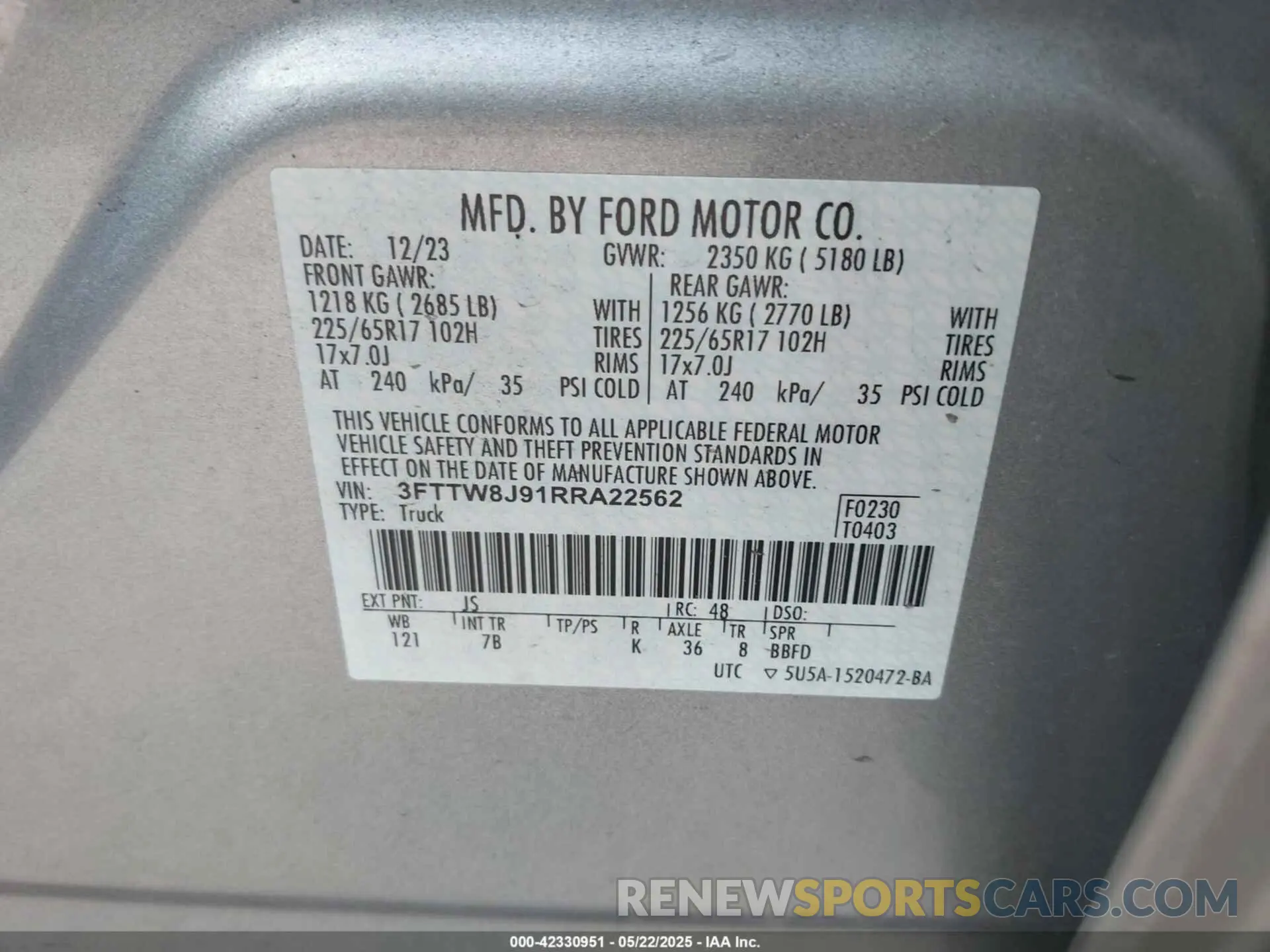 9 Photograph of a damaged car 3FTTW8J91RRA22562 FORD MAVERICK 2024