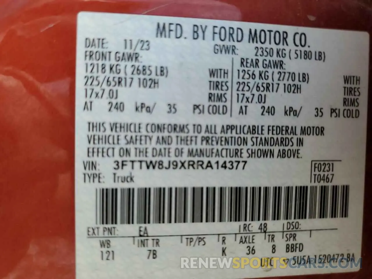 12 Photograph of a damaged car 3FTTW8J9XRRA14377 FORD MAVERICK 2024