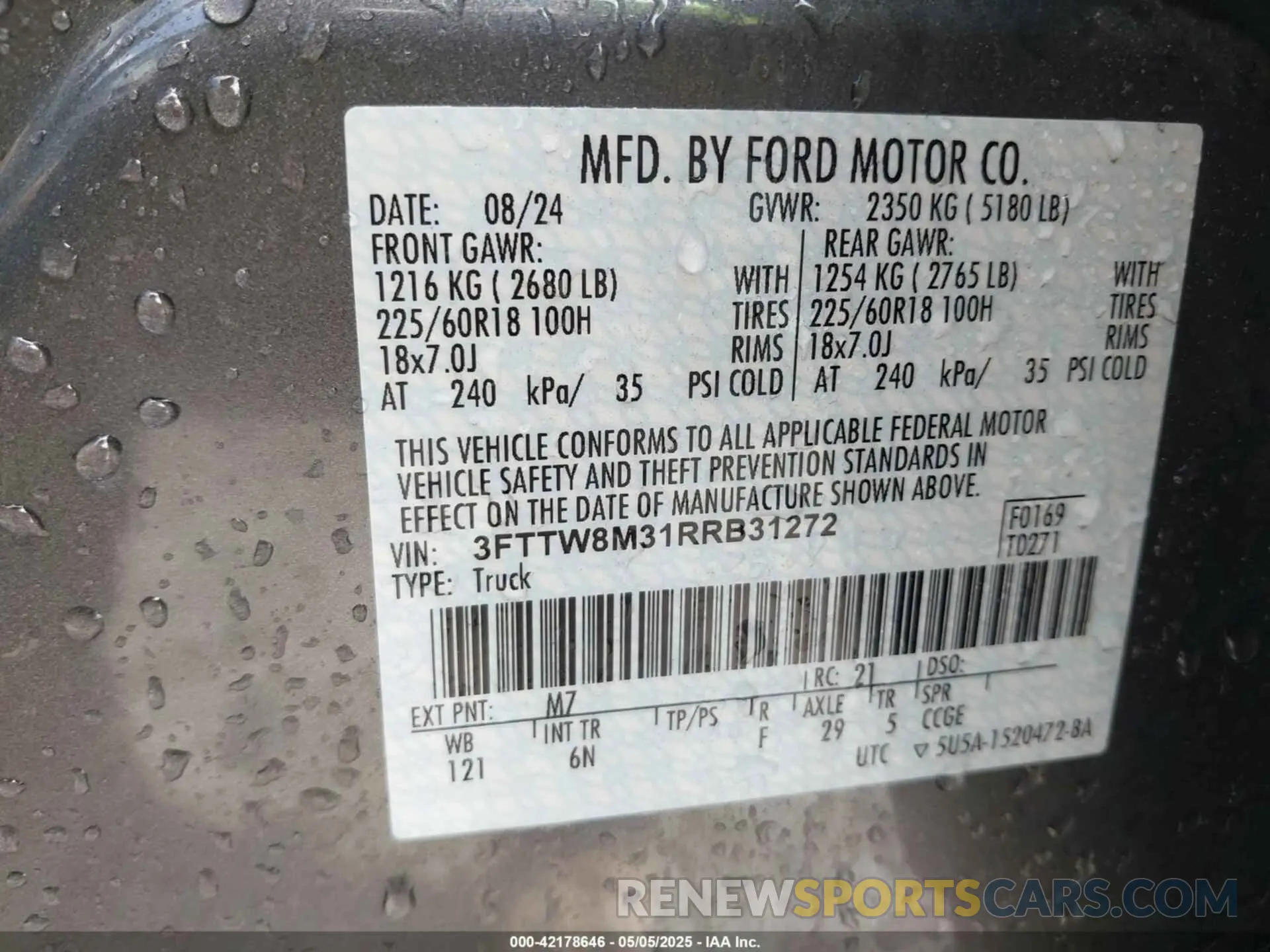 9 Photograph of a damaged car 3FTTW8M31RRB31272 FORD MAVERICK 2024