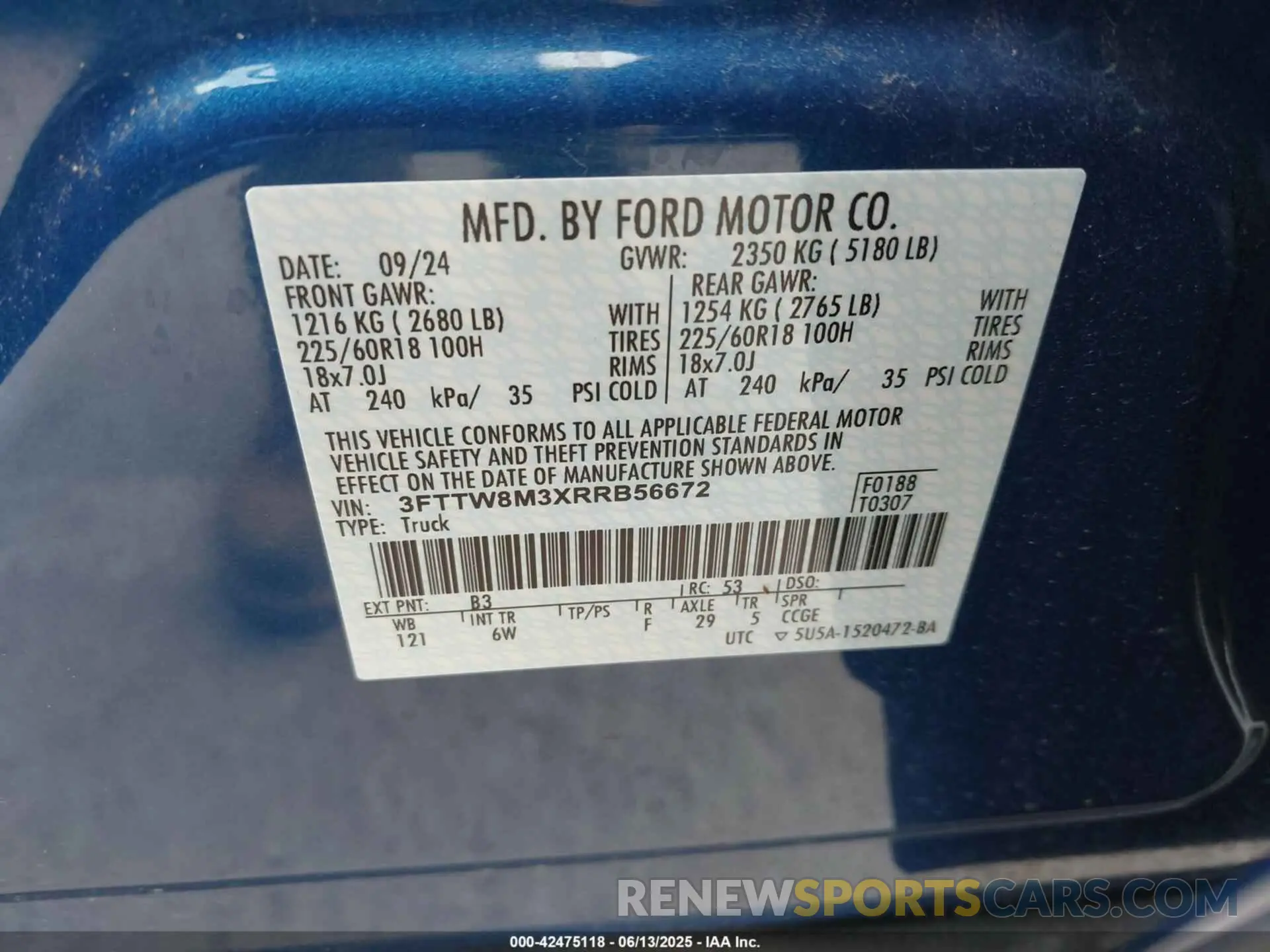 9 Photograph of a damaged car 3FTTW8M3XRRB56672 FORD MAVERICK 2024