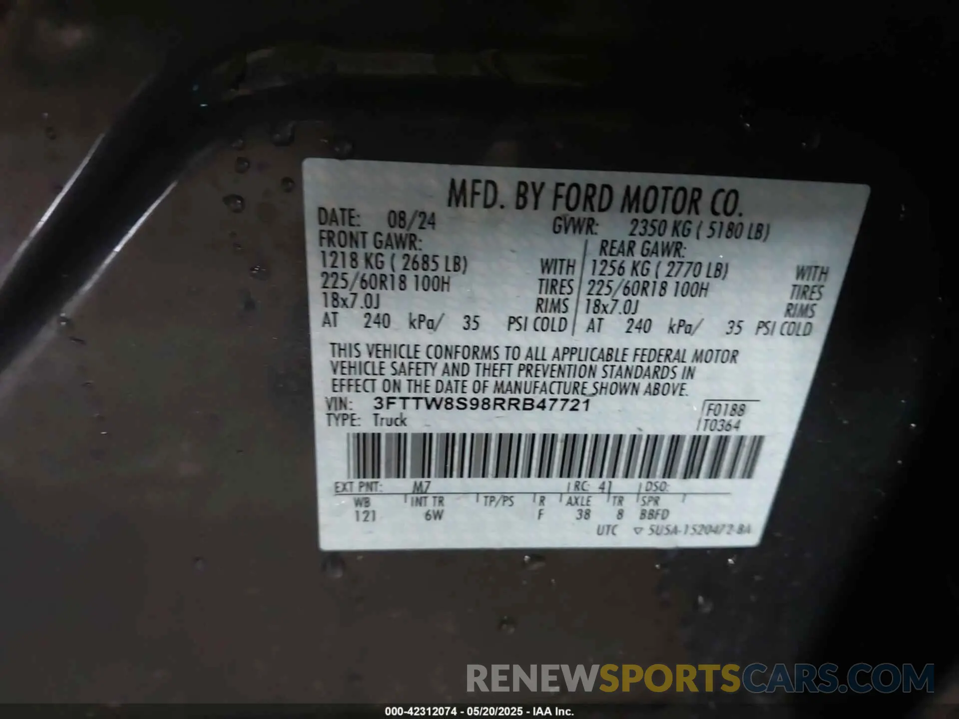 9 Photograph of a damaged car 3FTTW8S98RRB47721 FORD MAVERICK 2024