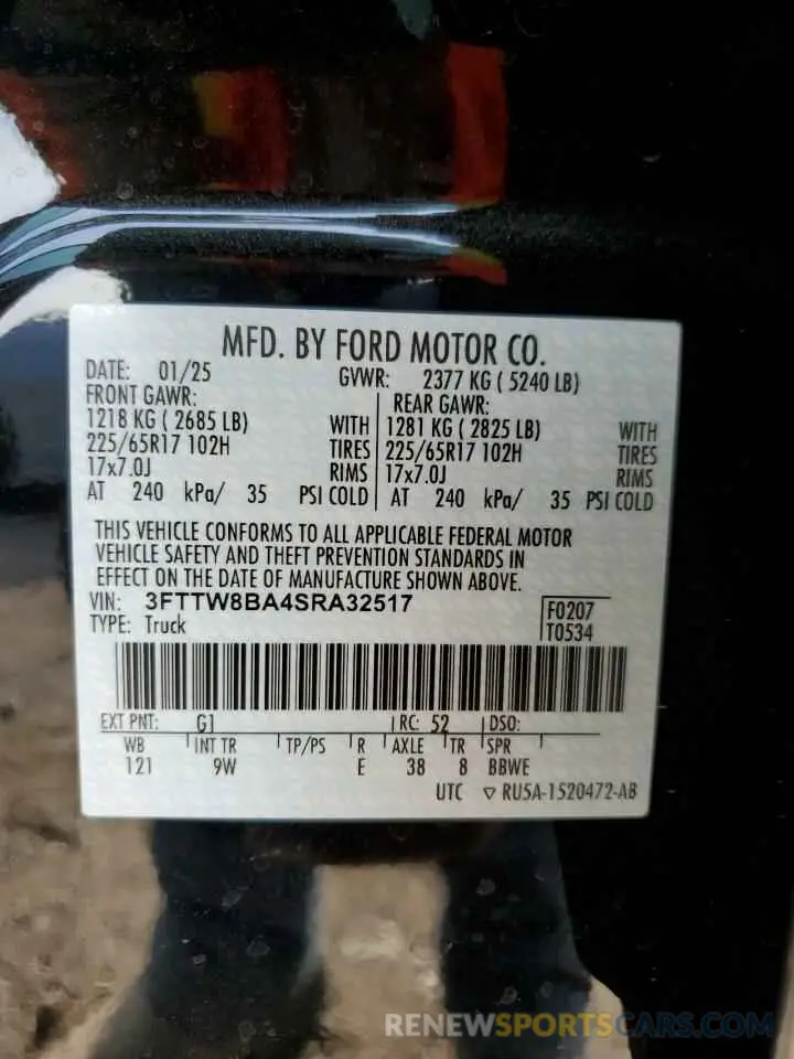 14 Photograph of a damaged car 3FTTW8BA4SRA32517 FORD MAVERICK 2025