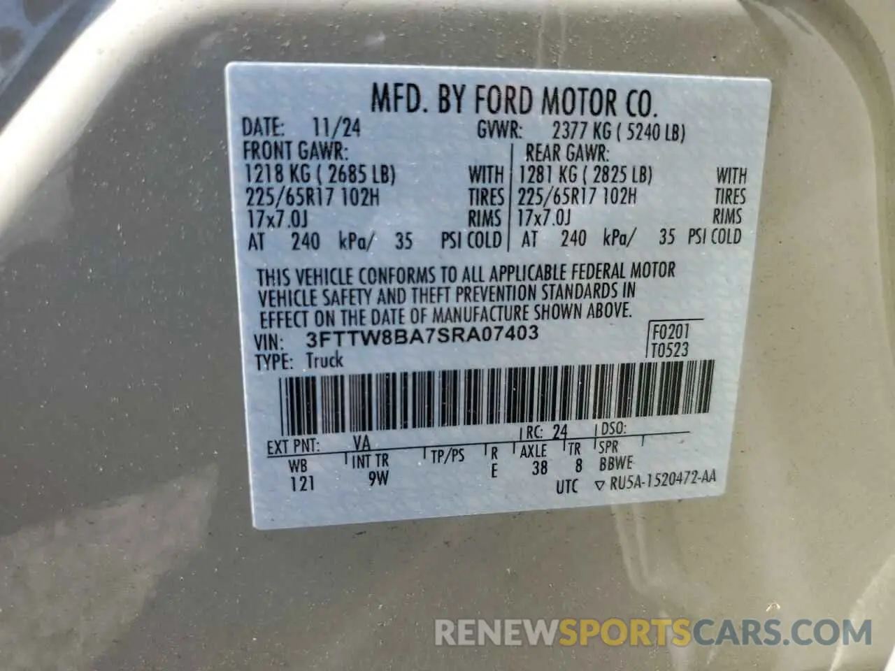 13 Photograph of a damaged car 3FTTW8BA7SRA07403 FORD MAVERICK 2025