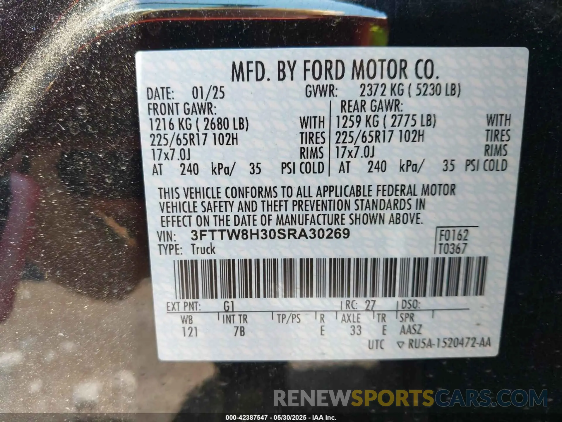 9 Фотография поврежденного автомобиля 3FTTW8H30SRA30269 FORD MAVERICK 2025
