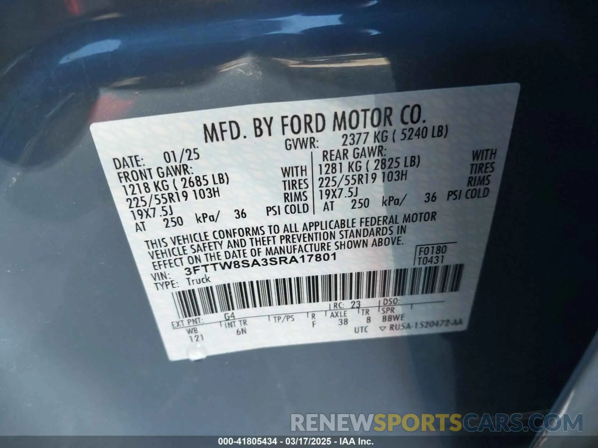 9 Фотография поврежденного автомобиля 3FTTW8SA3SRA17801 FORD MAVERICK 2025