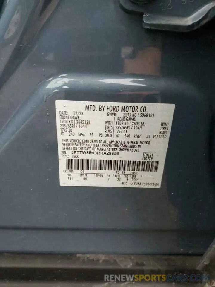 14 Фотография поврежденного автомобиля 3FTTW8R93RRA29856 FORD MAVERICK L 2024