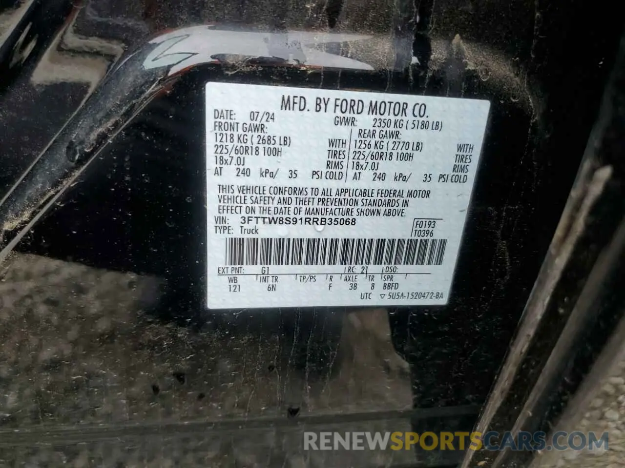 13 Фотография поврежденного автомобиля 3FTTW8S91RRB35068 FORD MAVERICK L 2024