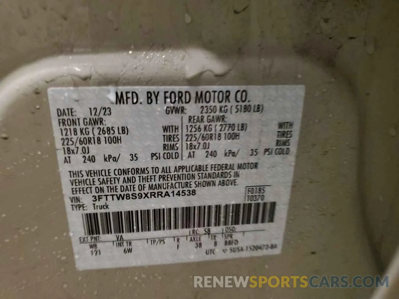 15 Photograph of a damaged car 3FTTW8S9XRRA14538 FORD MAVERICK L 2024
