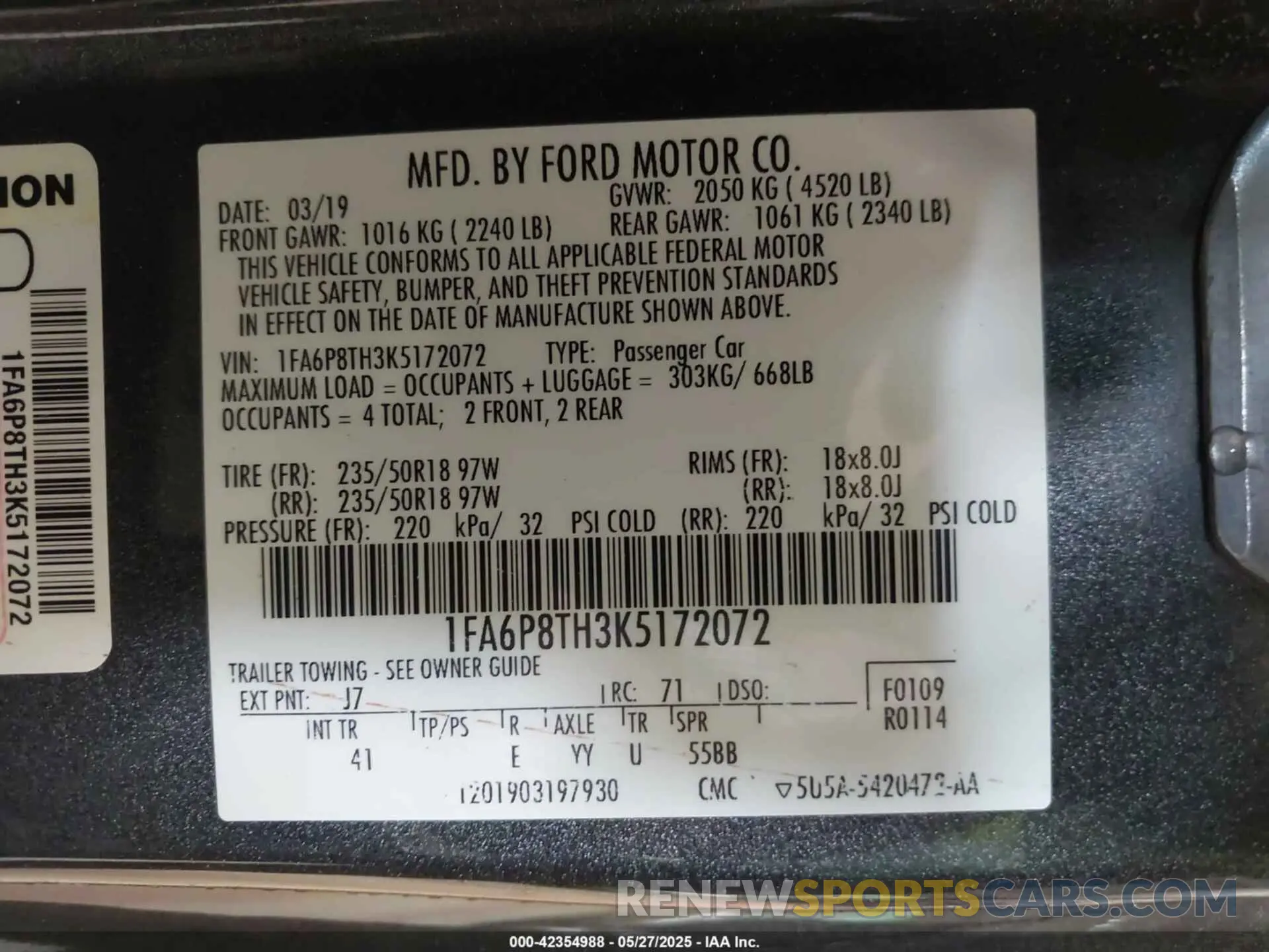 9 Photograph of a damaged car 1FA6P8TH3K5172072 FORD MUSTANG 2019