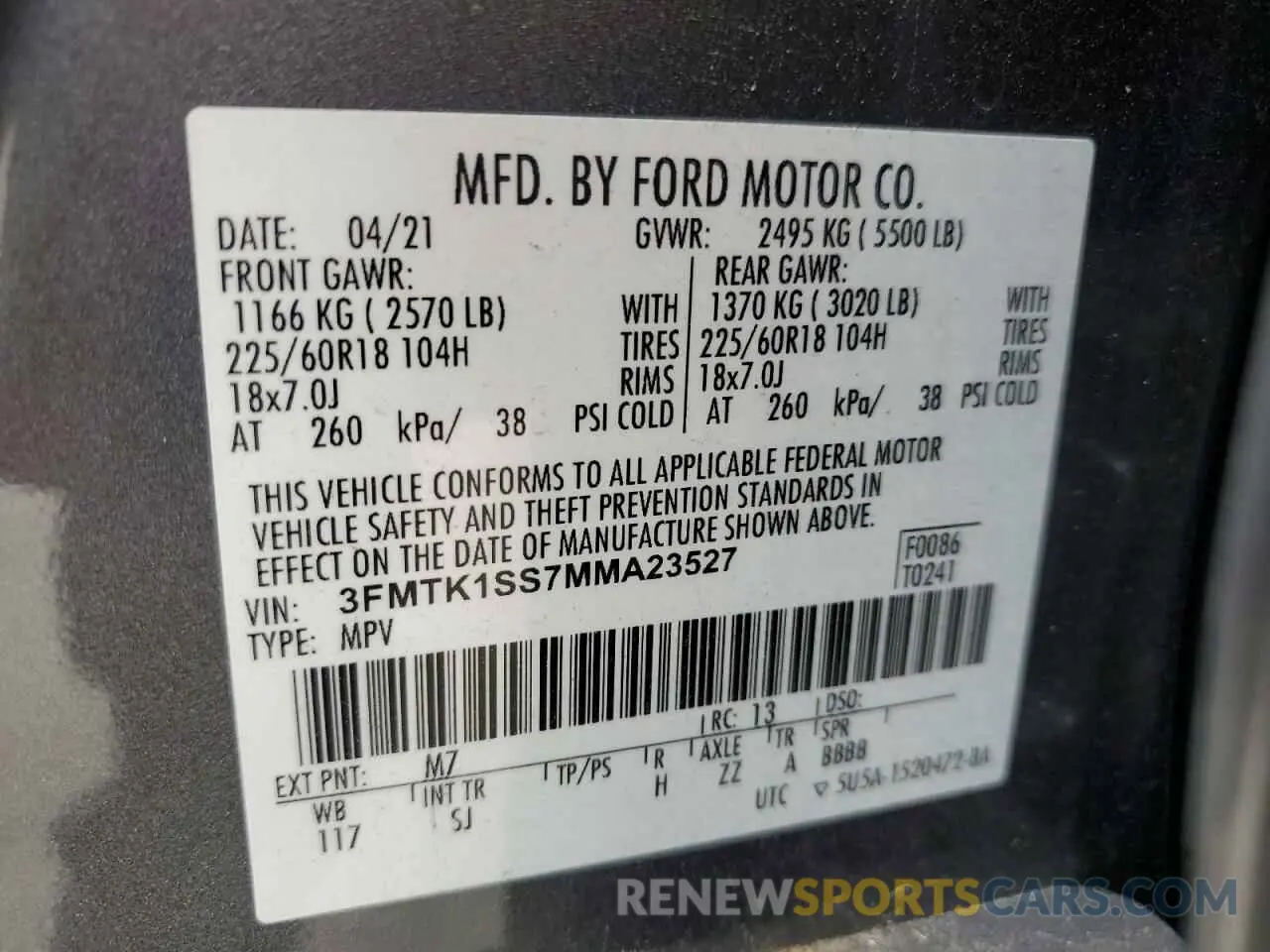 14 Фотография поврежденного автомобиля 3FMTK1SS7MMA23527 FORD MUSTANG 2021