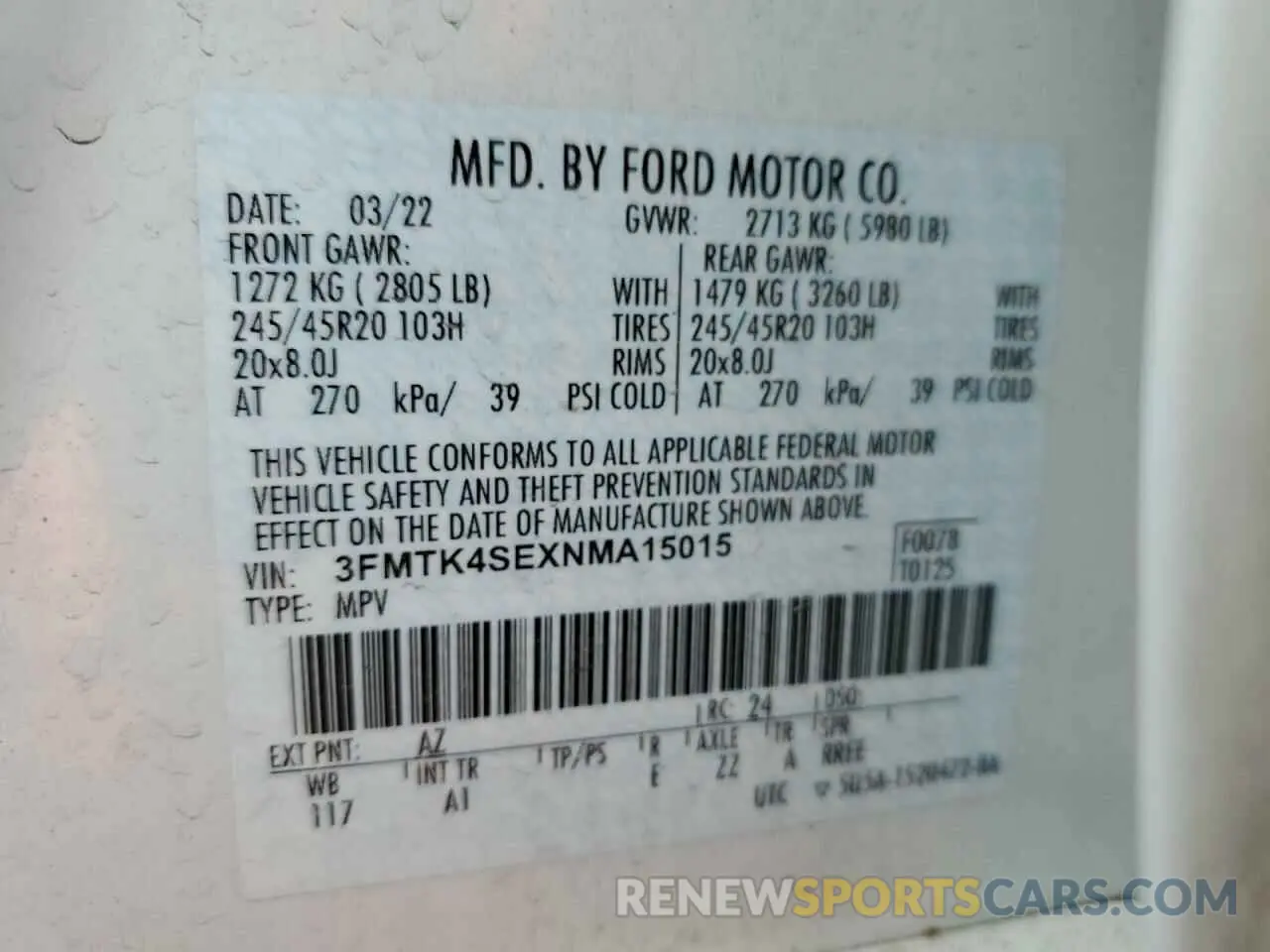 14 Фотография поврежденного автомобиля 3FMTK4SEXNMA15015 FORD MUSTANG 2022