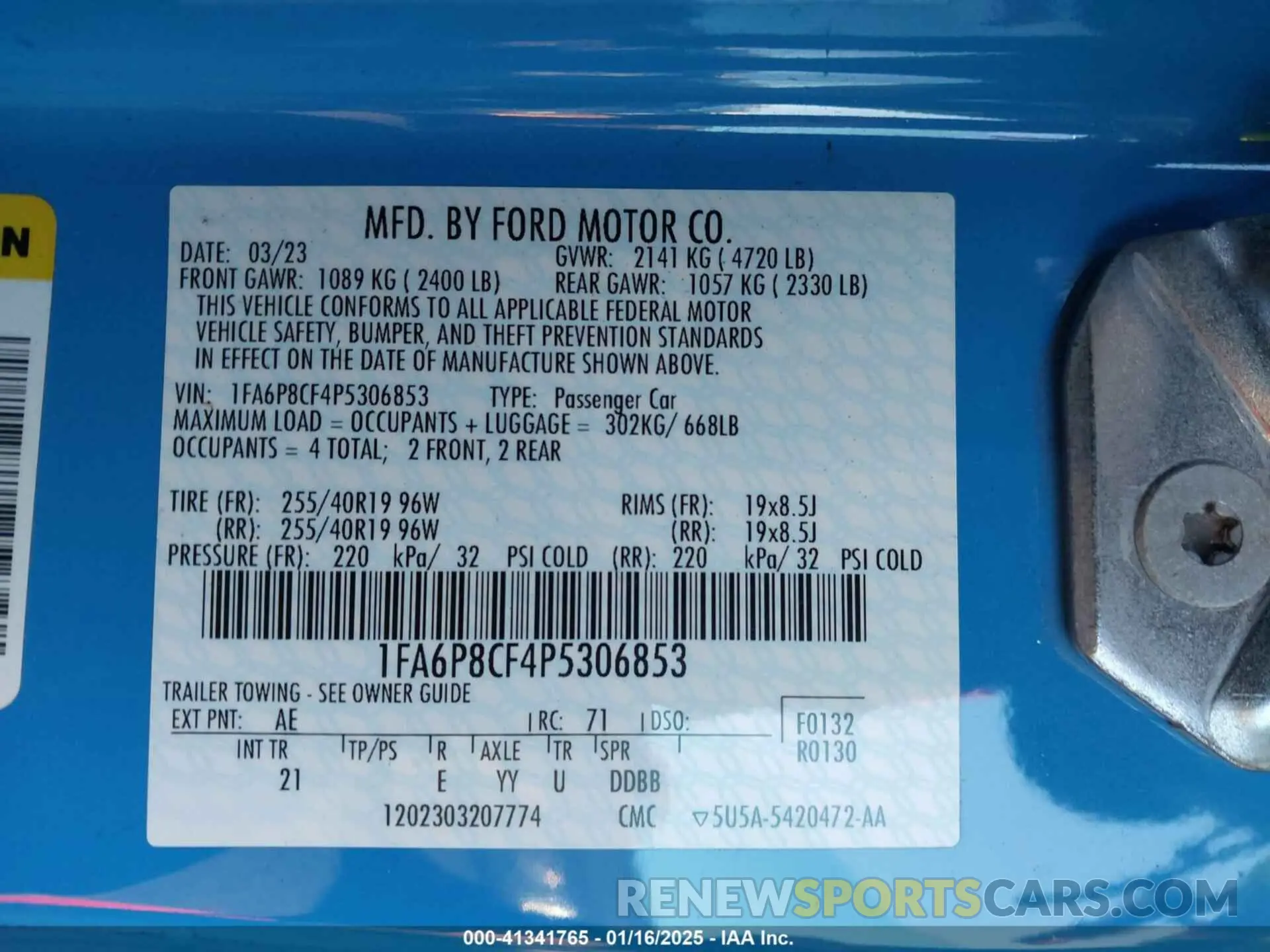 9 Фотография поврежденного автомобиля 1FA6P8CF4P5306853 FORD MUSTANG 2023