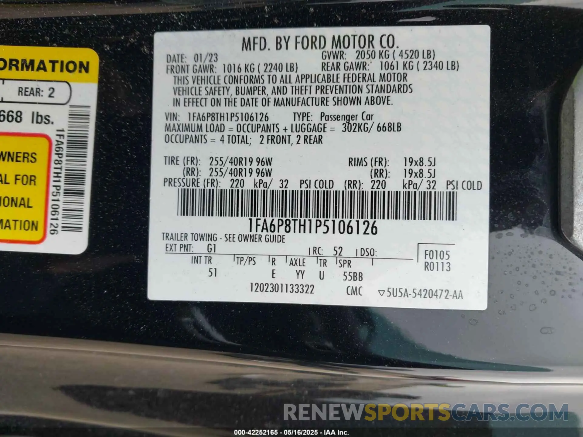 9 Photograph of a damaged car 1FA6P8TH1P5106126 FORD MUSTANG 2023
