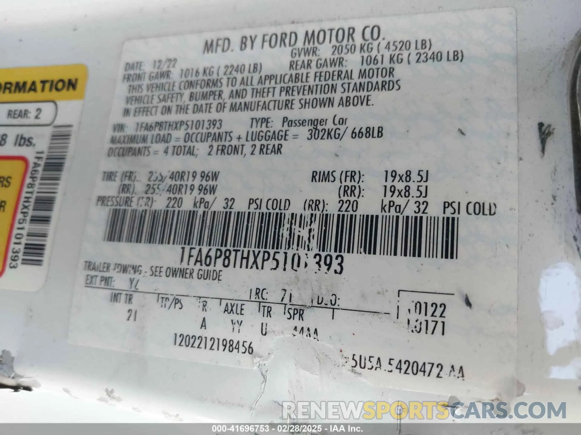 9 Фотография поврежденного автомобиля 1FA6P8THXP5101393 FORD MUSTANG 2023