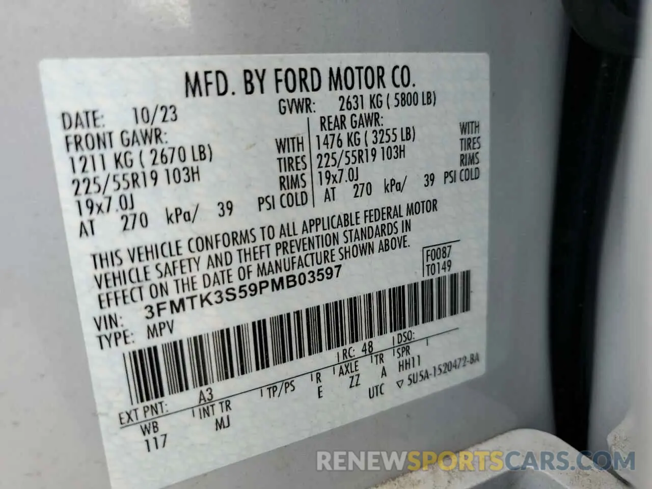 13 Фотография поврежденного автомобиля 3FMTK3S59PMB03597 FORD MUSTANG 2023