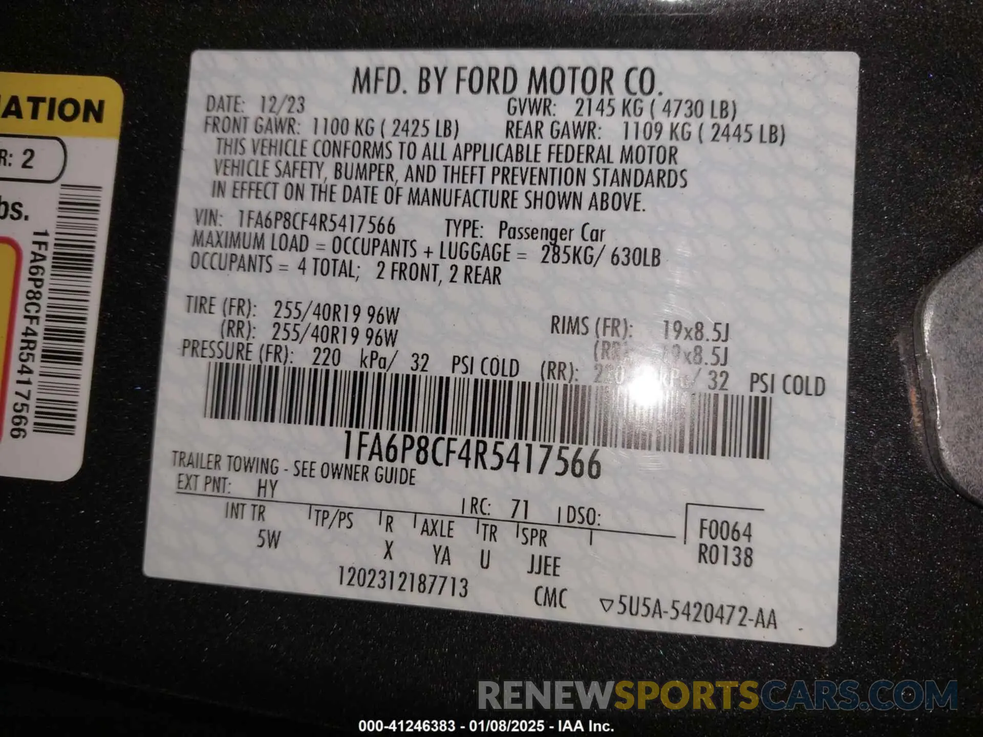 9 Photograph of a damaged car 1FA6P8CF4R5417566 FORD MUSTANG 2024