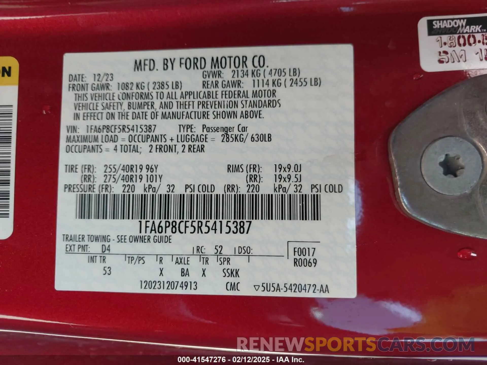9 Photograph of a damaged car 1FA6P8CF5R5415387 FORD MUSTANG 2024