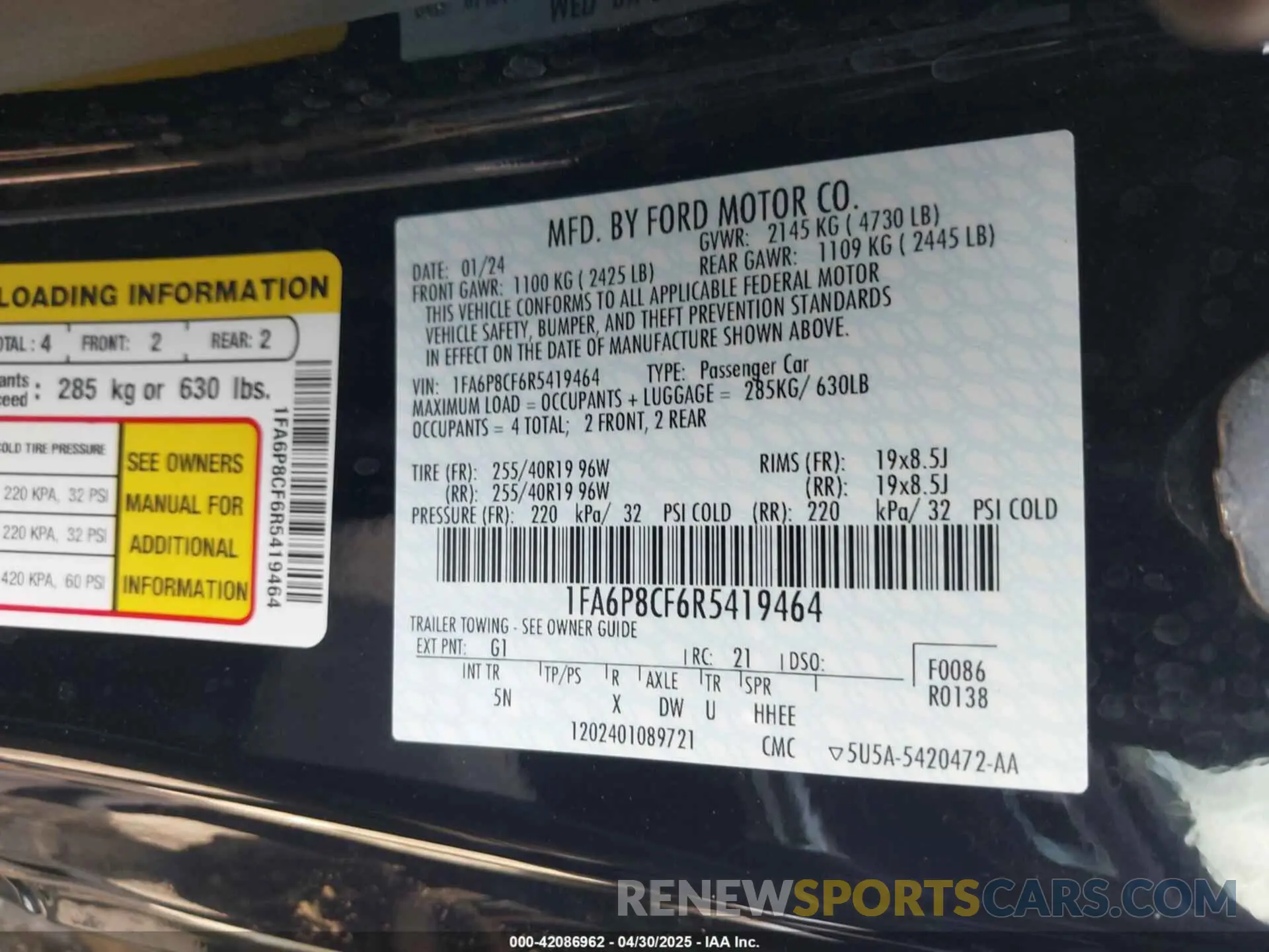 9 Фотография поврежденного автомобиля 1FA6P8CF6R5419464 FORD MUSTANG 2024