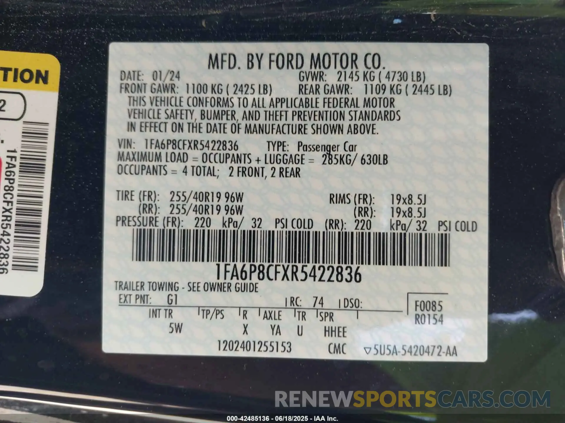 9 Photograph of a damaged car 1FA6P8CFXR5422836 FORD MUSTANG 2024