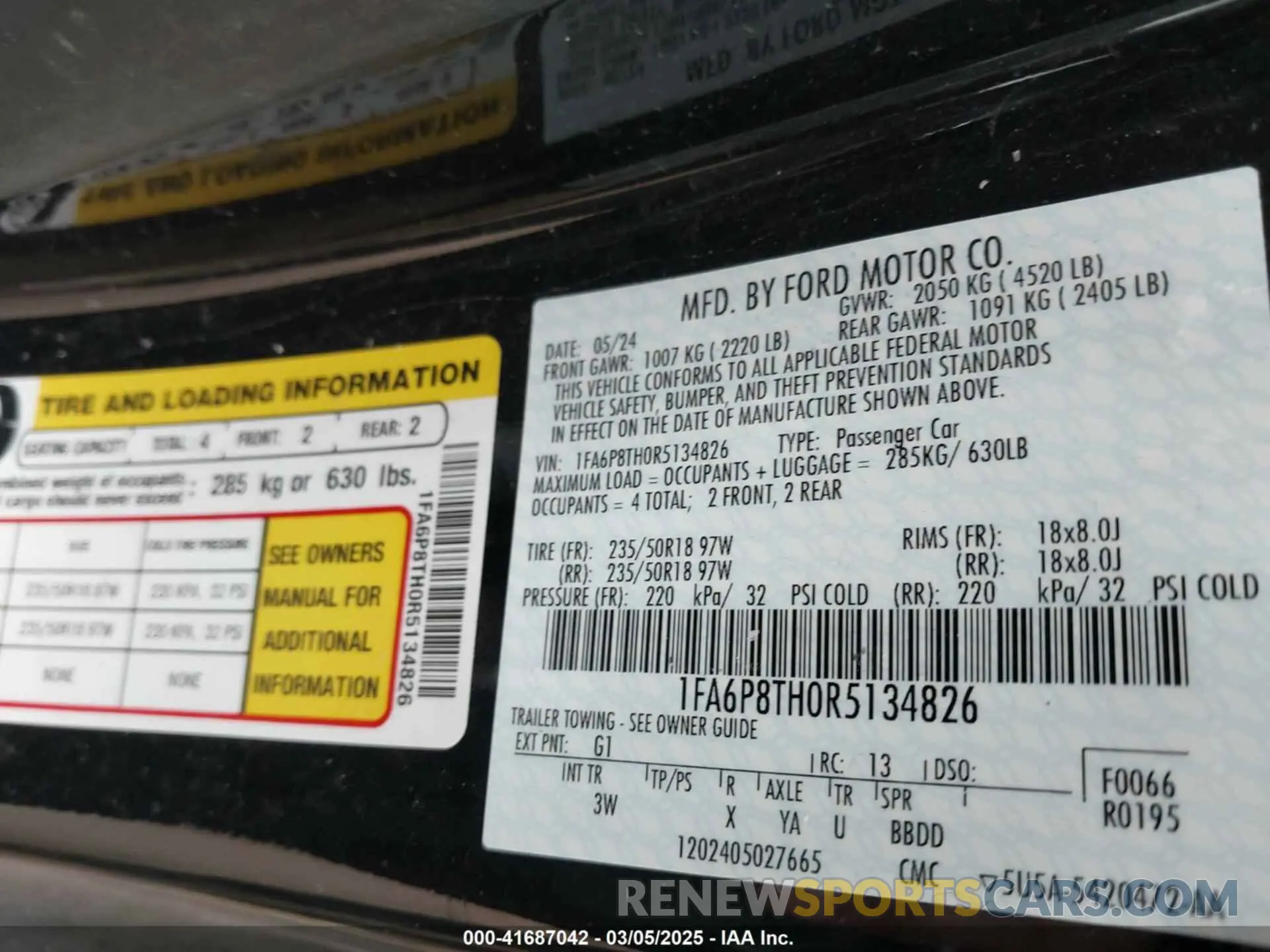 9 Фотография поврежденного автомобиля 1FA6P8TH0R5134826 FORD MUSTANG 2024